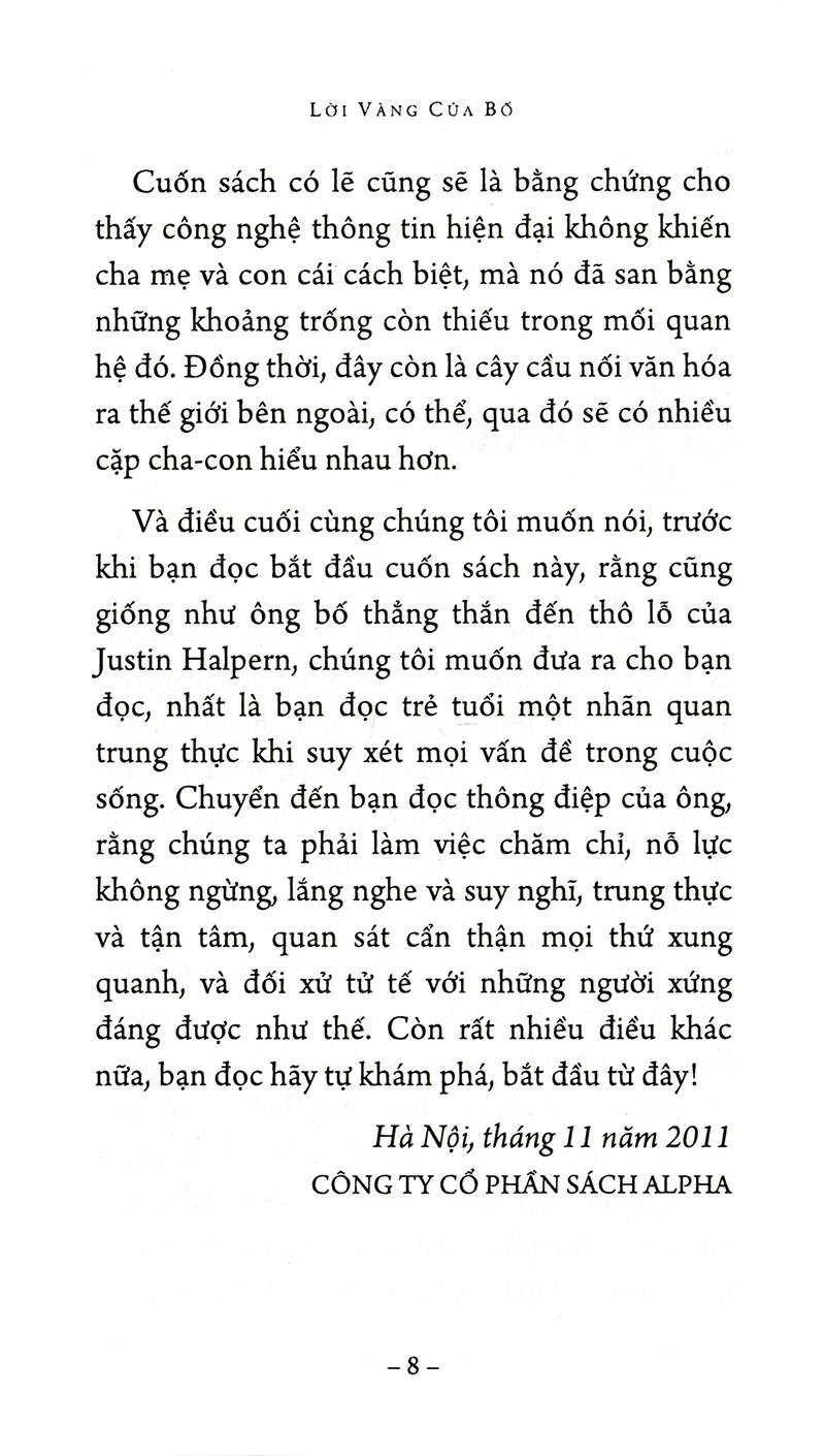 Lời Vàng Của Bố (Tái Bản 2018)