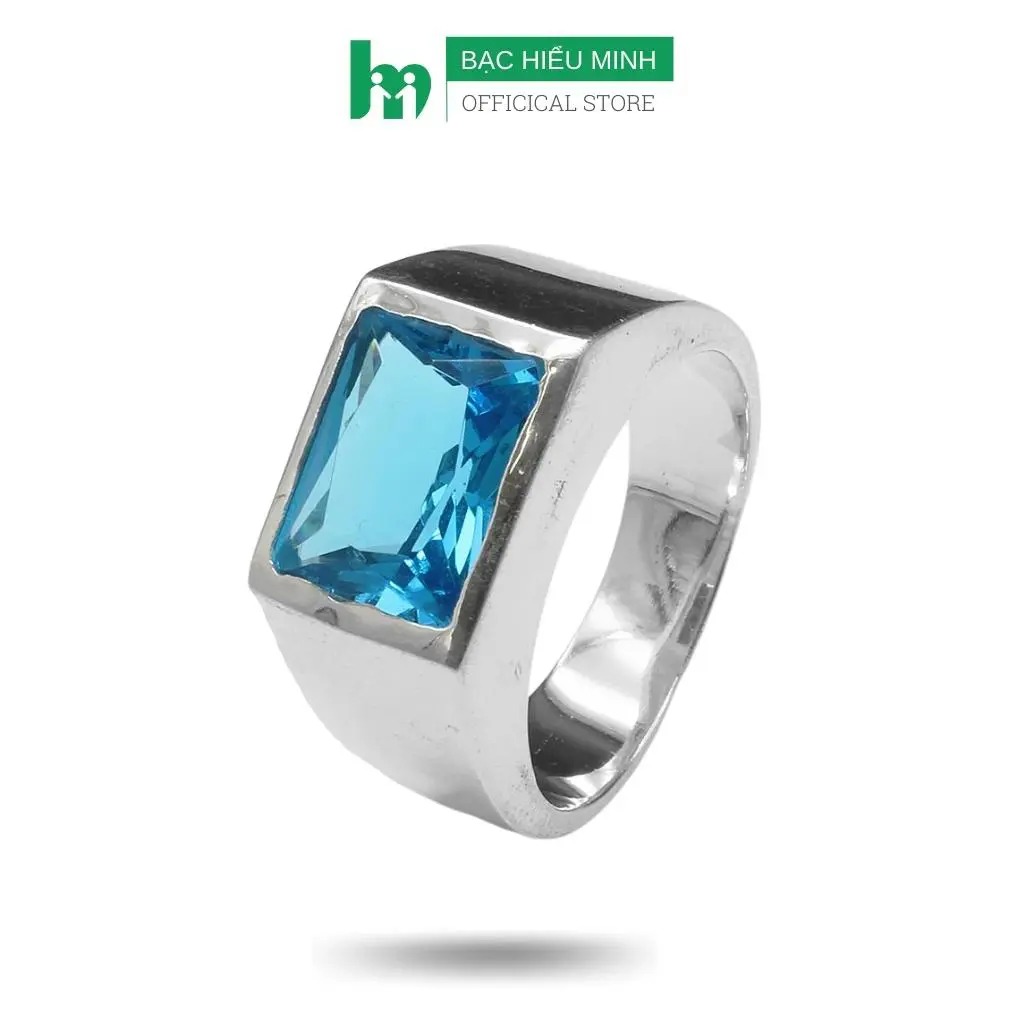 Nhẫn Nam Bạc Hiểu Minh NA534 - Đá Xanh - Bảo Hành Vĩnh Viễn