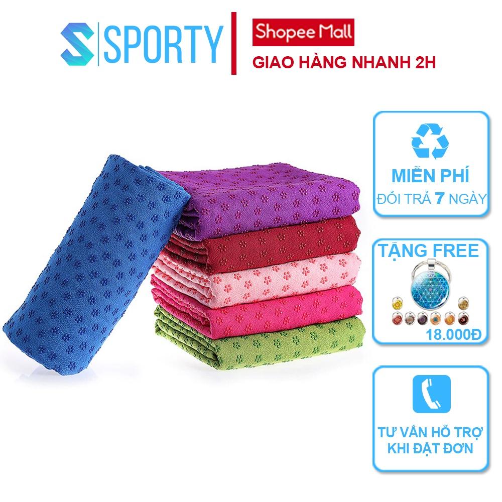 Khăn trải thảm tập YOGA chính hãng SPORTY YGM11 chống trơn trượt, thấm mồ hôi, mềm mại chất liệu sợi Microfiber bền đẹp