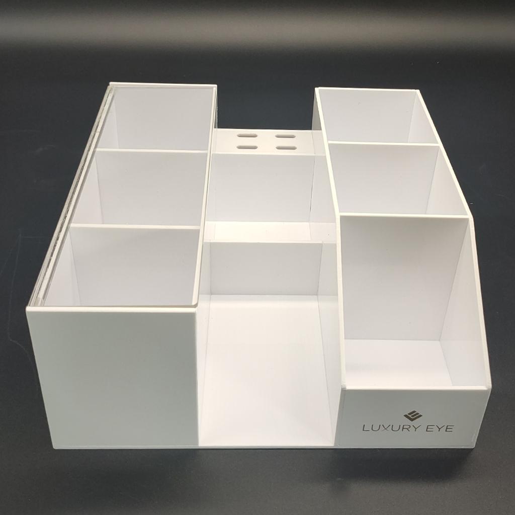 2xCosmetic Organizer Eyelash Extension Tools Storage Box White Acrylic
