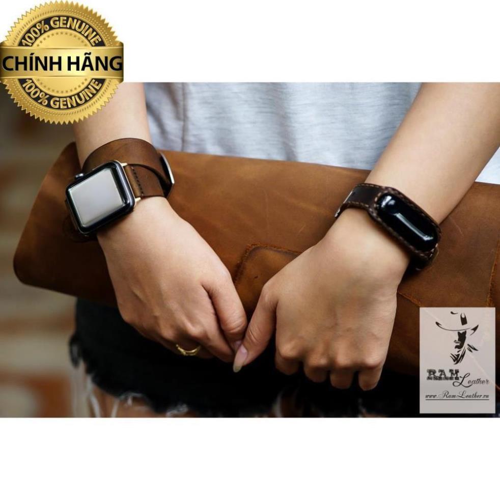 (TẶNG FULL PHỤ KIỆN) DÂY ĐỒNG HỒ DA BÒ THẬT RAM DOUBLE STRAP DÀNH CHO APPLE WATCH - HÀNG CHÍNH HÃNG 