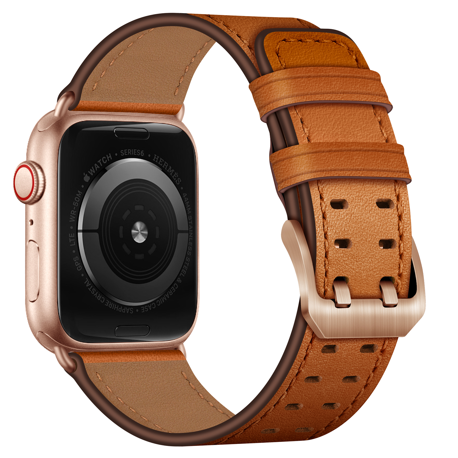 Dây Da Bò Khóa Đôi cho Apple Watch Series 1/2/3/4/5/6/7/8/9/SE1,2 &amp; Apple Watch Ultra 1/2 Size 38/40/41/42/44/45/49mm - Hàng Chính Hãng