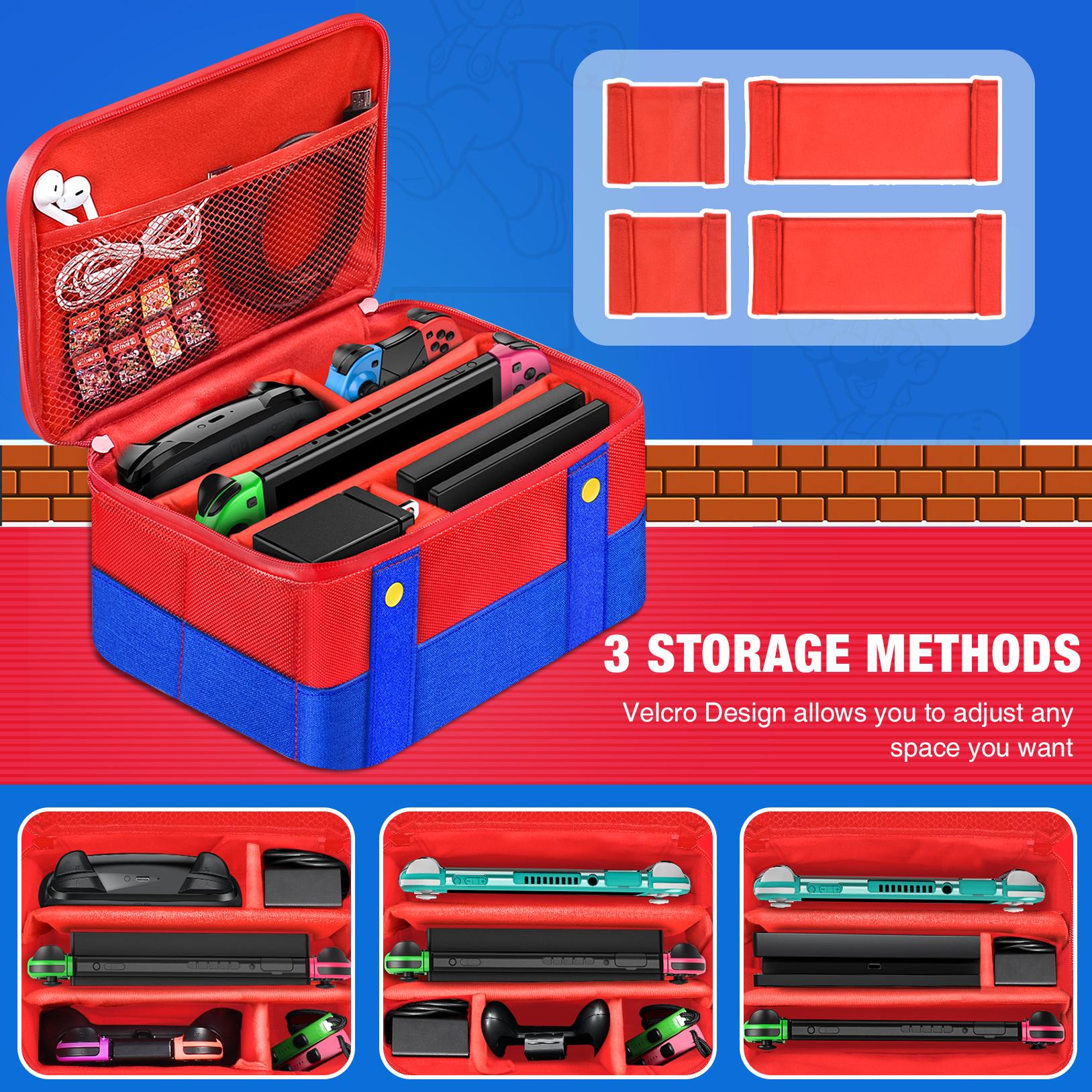 Vỏ bảo vệ mang theo lớn cho Nintendo Switch OLED Console Pro Controller Travel Storage Túi lưu trữ cho phụ kiện chuyển đổi màu sắc: Túi màu đỏ
