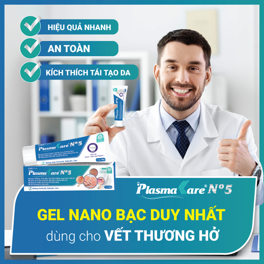 Combo 02 Gel PlasmaKare No5 chuyên kiến ba khoang, thuỷ đậu, tay chân miệng, zona, bỏng do mọi nguyên nhân, an toàn cho trẻ sơ sinh, dùng cho vết thương hở