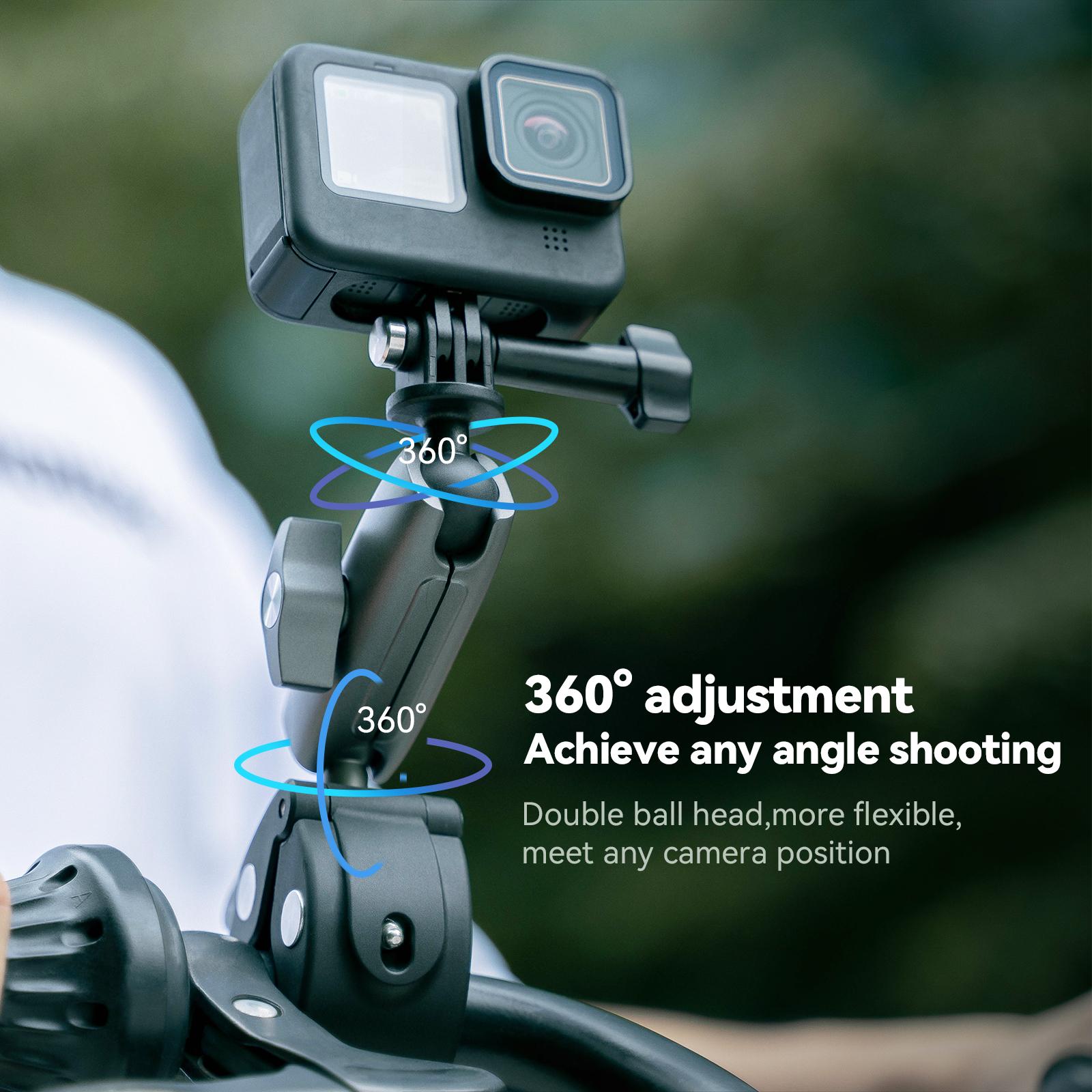 TELESIN Xe Đạp Xe Máy Ray Lắp Kẹp Với Bóng 360 Độ Gắn Kẹp Cho Gopro Hero 11 10 9 8 7 6 Cho Điện Thoại Camera Hành Động