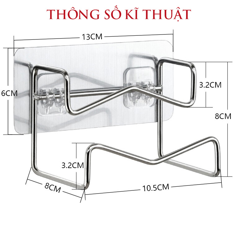 Móc treo chậu rửa nhà tắm INOX đa năng không gỉ, dán tường không cần khoan