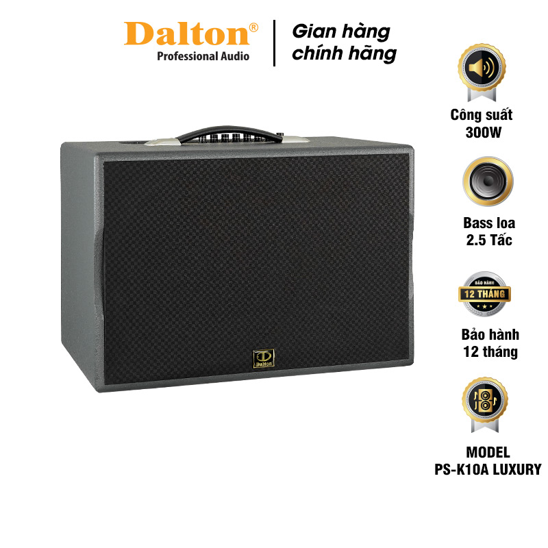 Loa karaoke xách tay Dalton PS-K10A LUXURY, Công suất 300W, bass 10 inch (2.5 tấc) kem 2 micro không dây sóng UHF- HÀNG CHÍNH HÃNG - BH 12 tháng