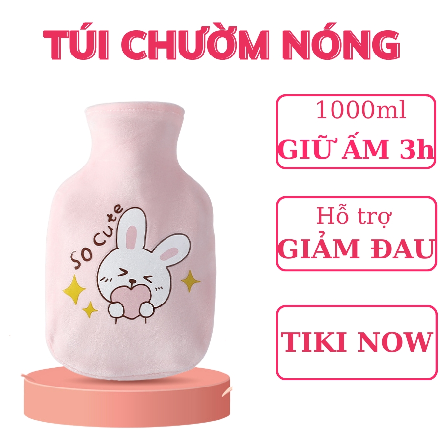 Túi chườm nóng đau bụng kinh Puha 1000ml, túi sưởi giữ ấm hỗ trợ giảm đau cho bạn nữ, mẫu mới cute dễ thương, món quà tinh tế tặng người thương