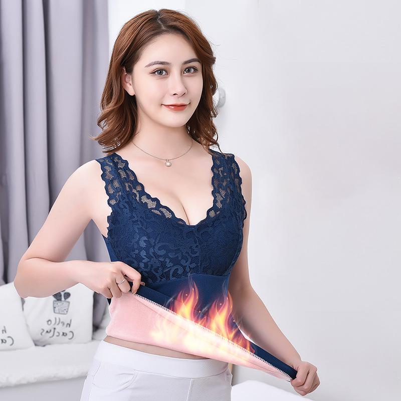 Quần Lót Sinh Nhiệt Áo Giữ Nhiệt Lót Ren Người Phụ Nữ Mùa Đông Làm Dày Quần Áo Ấm Áo Lót Nữ Đệm Ngực Áo Sinh Nhiệt Không Đường May