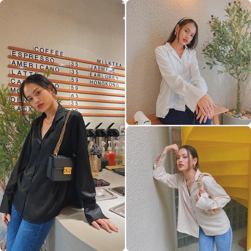 Áo sơ mi nữ tay dài cổ vest
