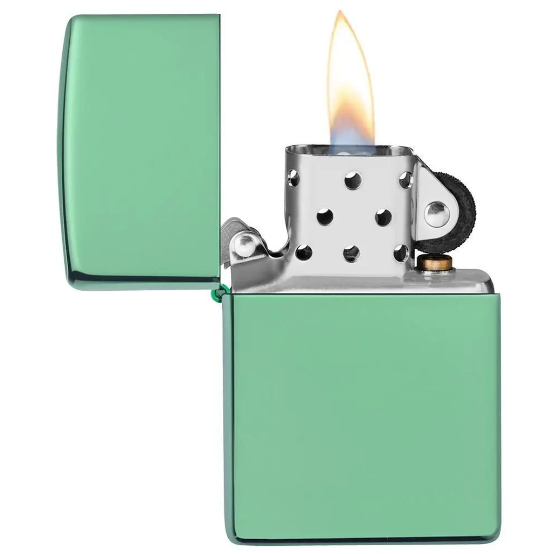 Bật lửa Zippo High Polish Green - Dòng Mạ Xanh Lá Cây Bóng Gương Chính Hãng Mỹ, Vỏ Đồng Thau Óng Ánh, Chống Gió Cao Cấp