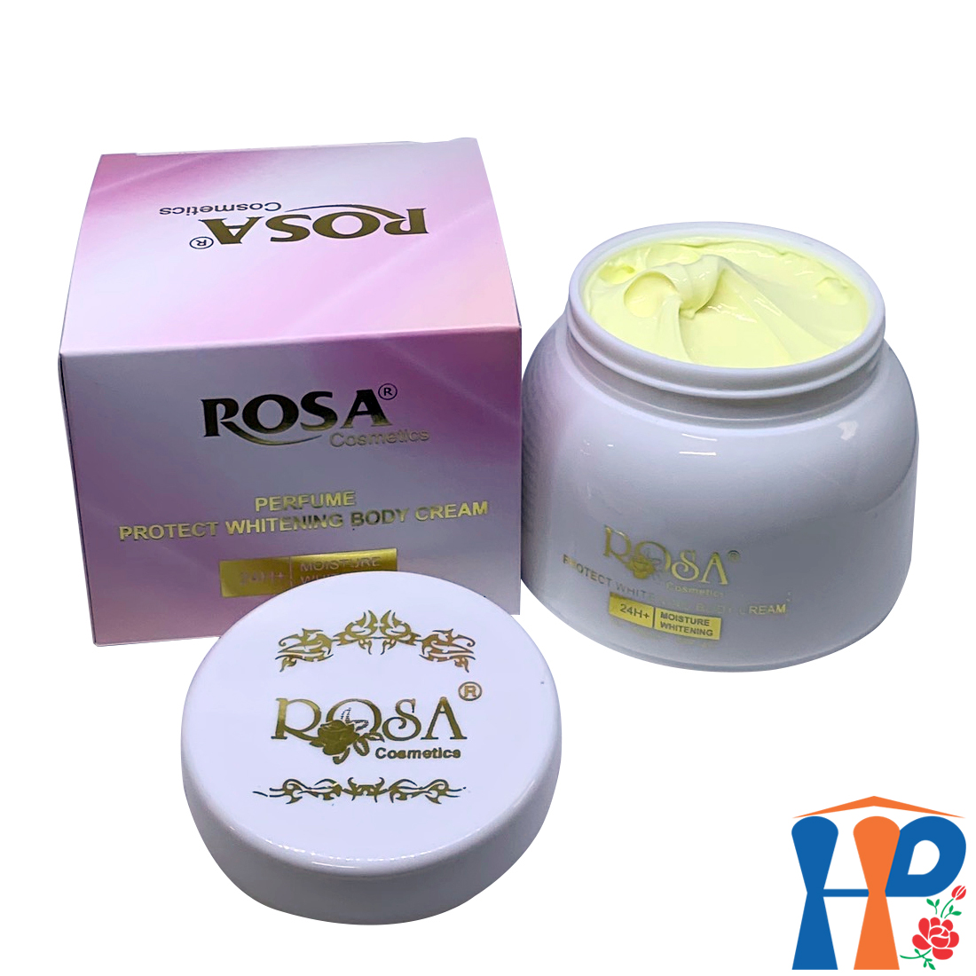 Kem mềm trắng da toàn thân hương nước hoa Rosa Perfume Protect Whitening Body Cream 250gr (kem trang điểm body, trắng nhanh ngay sau 7 ngày sử dụng) Hani Peni