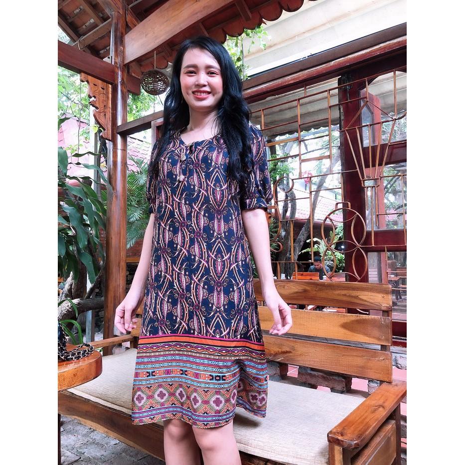 Đầm Suông Họa Tiết Thổ Cẩm