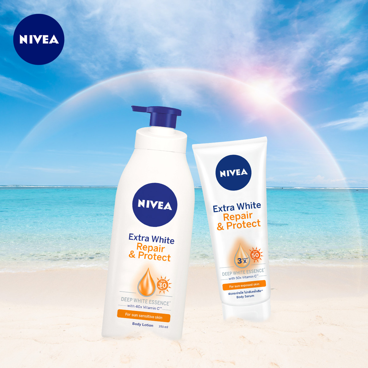 Bộ đôi Sữa Dưỡng Thể Dưỡng Trắng NIVEA Ban Ngày Giúp Phục Hồi &amp; Chống Nắng SPF30 (350ml) - 88311 &amp; Tinh Chất Dưỡng Thể Dưỡng Trắng NIVEA Ban Ngày Giúp Phục Hồi &amp; Chống Nắng SPF50 (180ml) - 88314