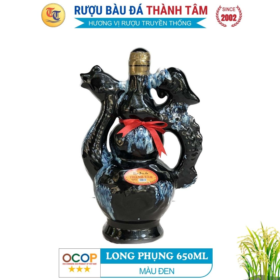 Hình ảnh Đặc Sản Bình Định - Rượu Bàu Đá Thành Tâm Long Phụng (Màu đen) 650ml - OCOP 3 Sao