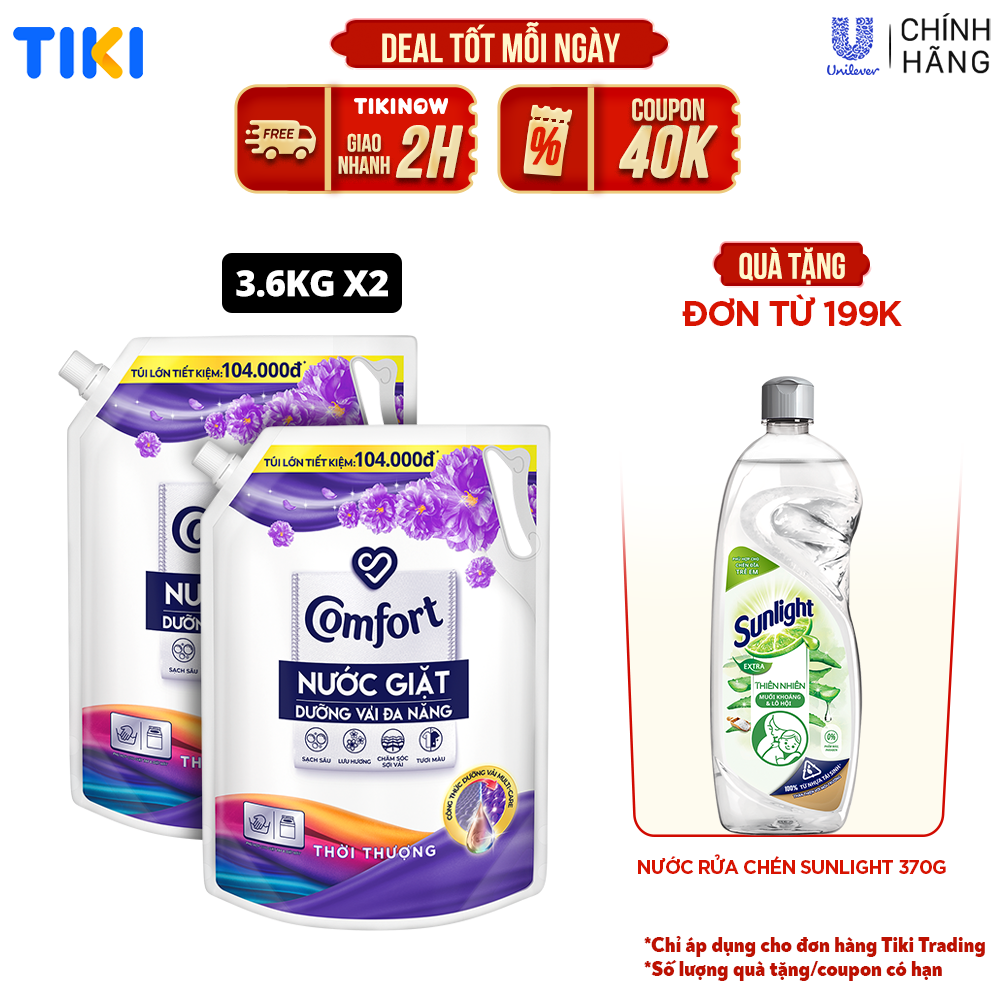 Combo 2 túi nước giặt dưỡng vải Comfort 3.8kg