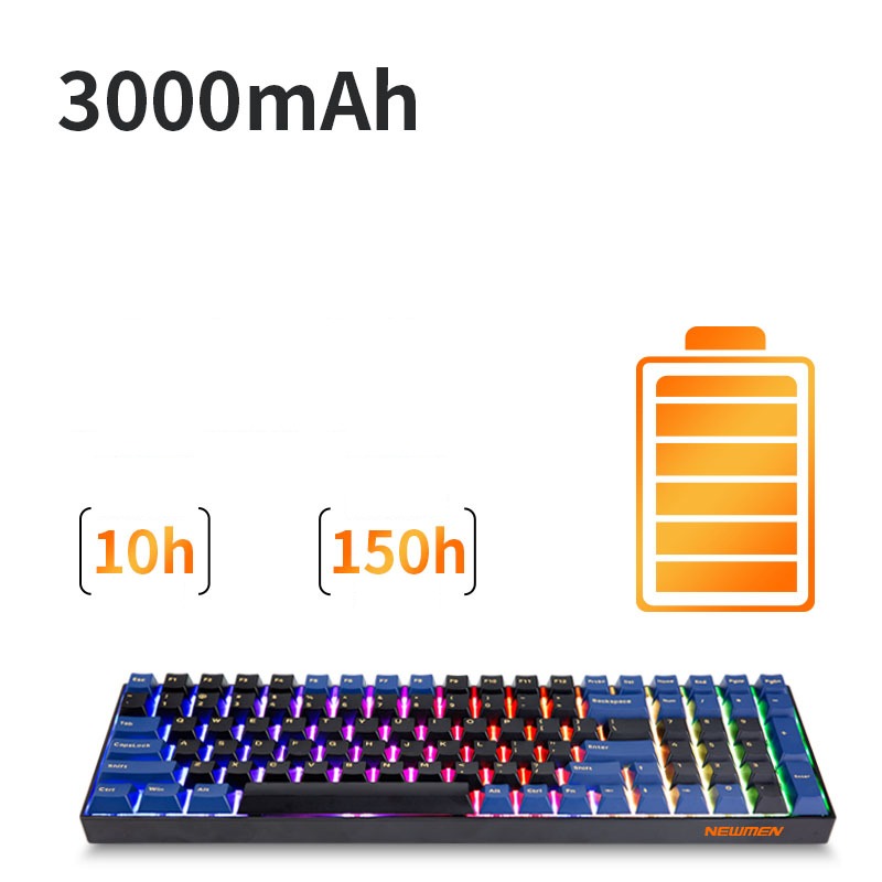 Bàn phím cơ không dây Newmen GM1000  (Hạc - Trăng &amp; Mây) Kailhbox white/Red Axis - Hàng Chính Hãng