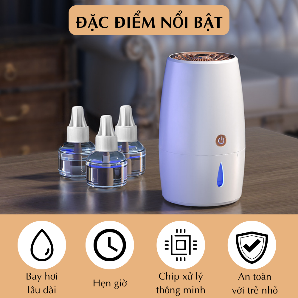 Máy đuổi muỗi bằng tinh dầu BOORUI 05, Thiết kế thông minh hẹn giờ ,khuếch tán nhanh lưu thông không khí , đuổi muỗi hiệu quả an toàn với trẻ nhỏ, chống rò rỉ, tặng kèm tinh dầu đuổi muỗi