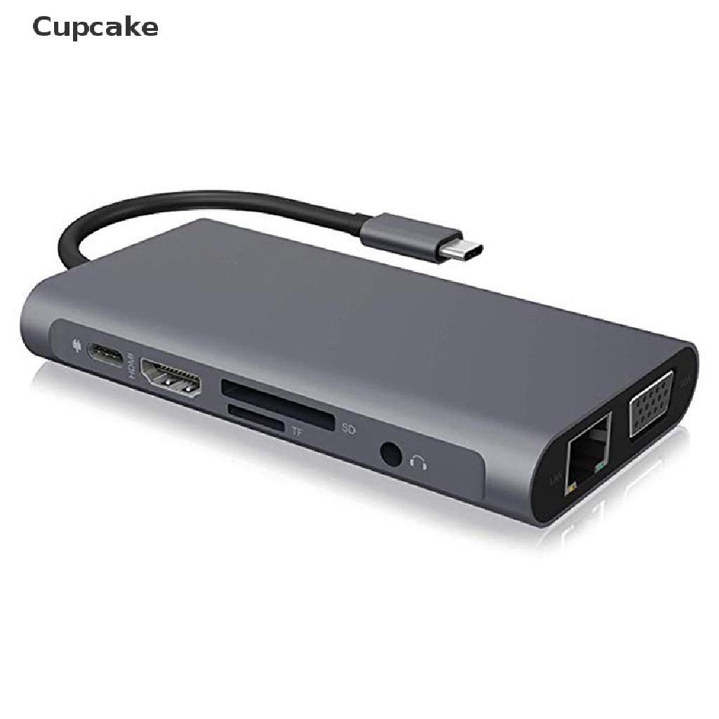 Bộ Hub Chuyển Đổi 10 Trong 1 USB-C Sang USB 3.0 Hub 4K HDMI RJ45 Ethernet VGA SD TF OTG