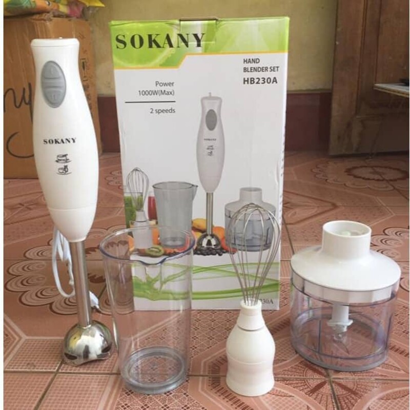 Máy xay cầm tay Sokany đa năng, máy xay thịt, cá, hoa quả, đánh trứng, đánh bột HB230A