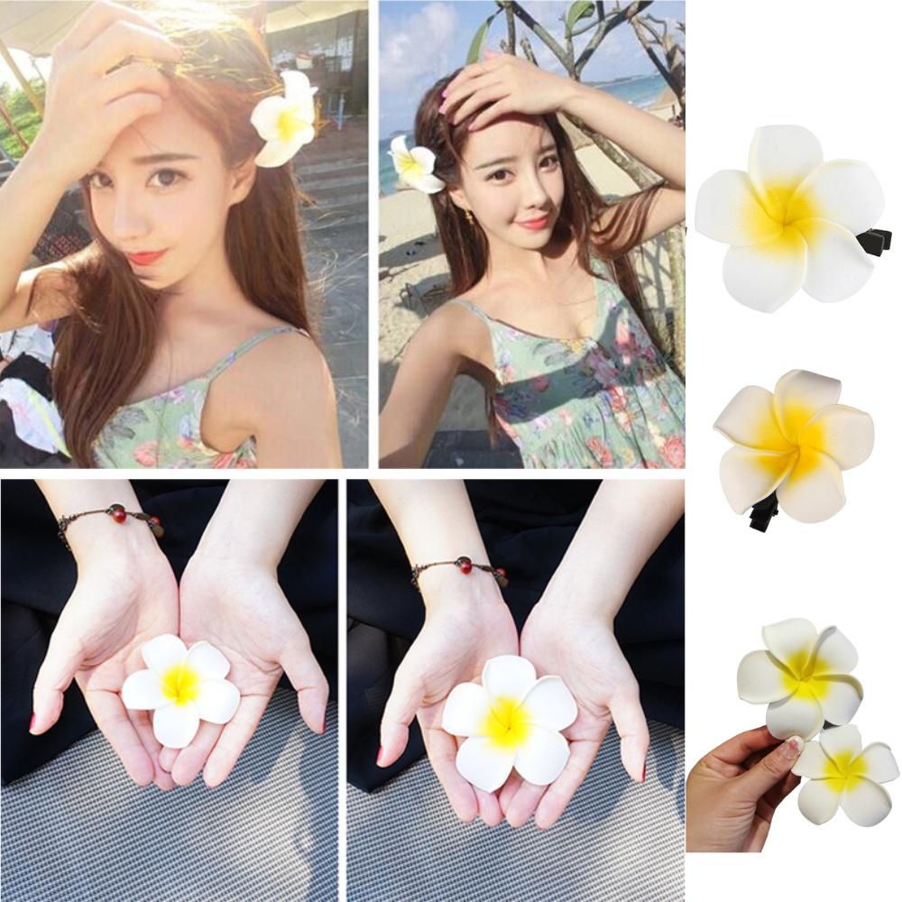Set 2 Kẹp Tóc Hoa Sứ Xinh Xắn Jussy Fashion Kiểu Cài Tóc Hoa Dễ Thương Đi Biển