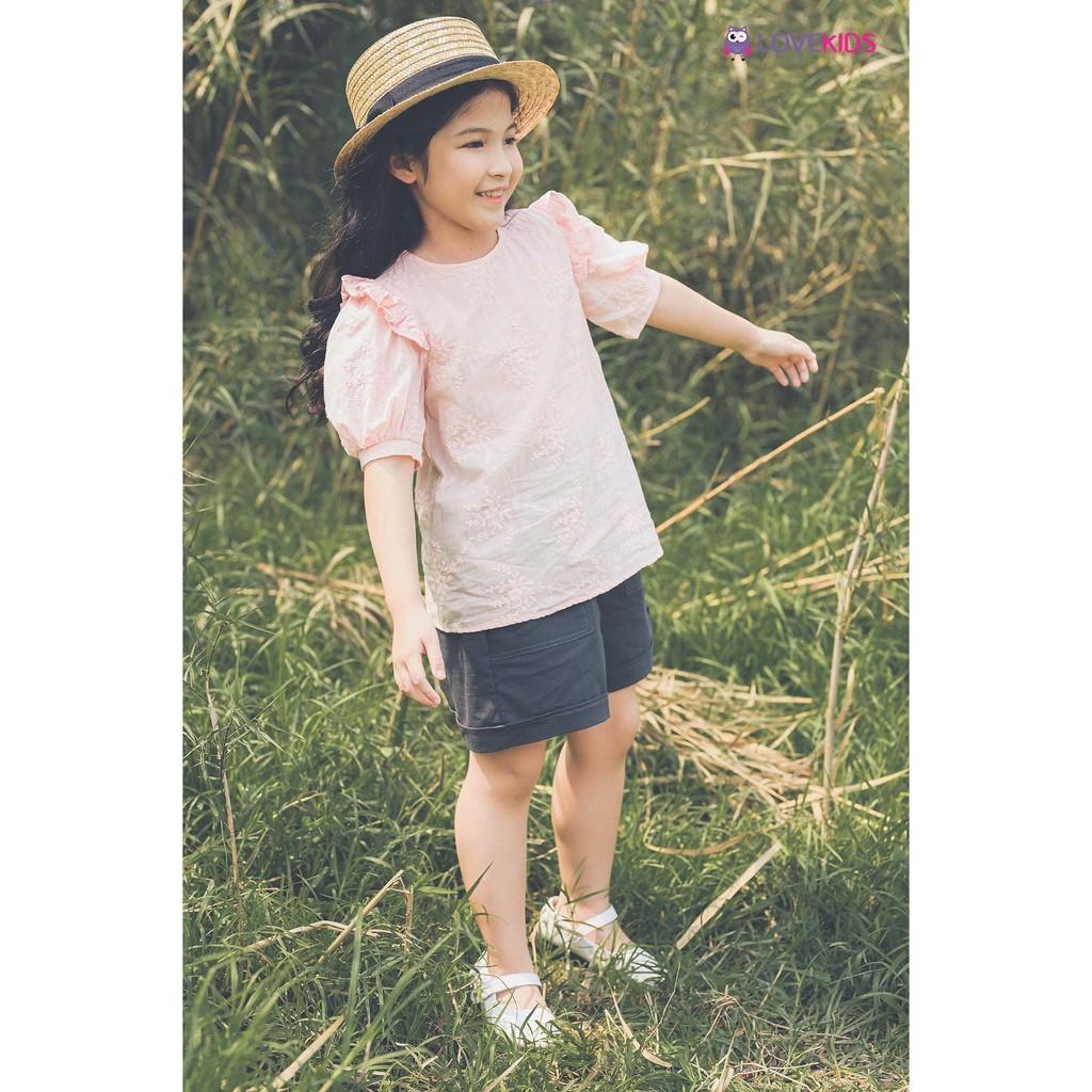 Áo cộc tay thêu hoa bé gái LKG21ST00101 - Lovekids