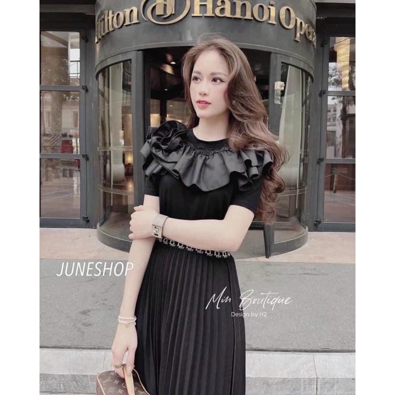 Áo kiểu viền bèo kết hoa hồng