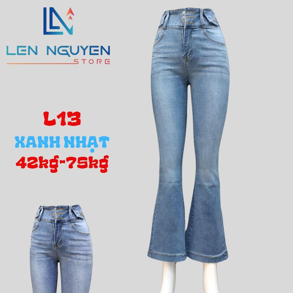 L13_Quần jean nữ, loe, lưng cao, quần bò nữ dáng ôm, quần rin nữ có big size, cho 42kg đến 75kg,LEN NGUYEN STORE - Xanh Đậm
