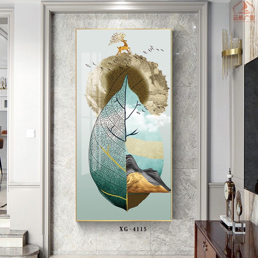Tranh Treo Tường Phòng Khách Tráng Gương Pha Lê - Tranh Đơn Nghệ Thuật Trừu Tượng Từ Chiếc Lá