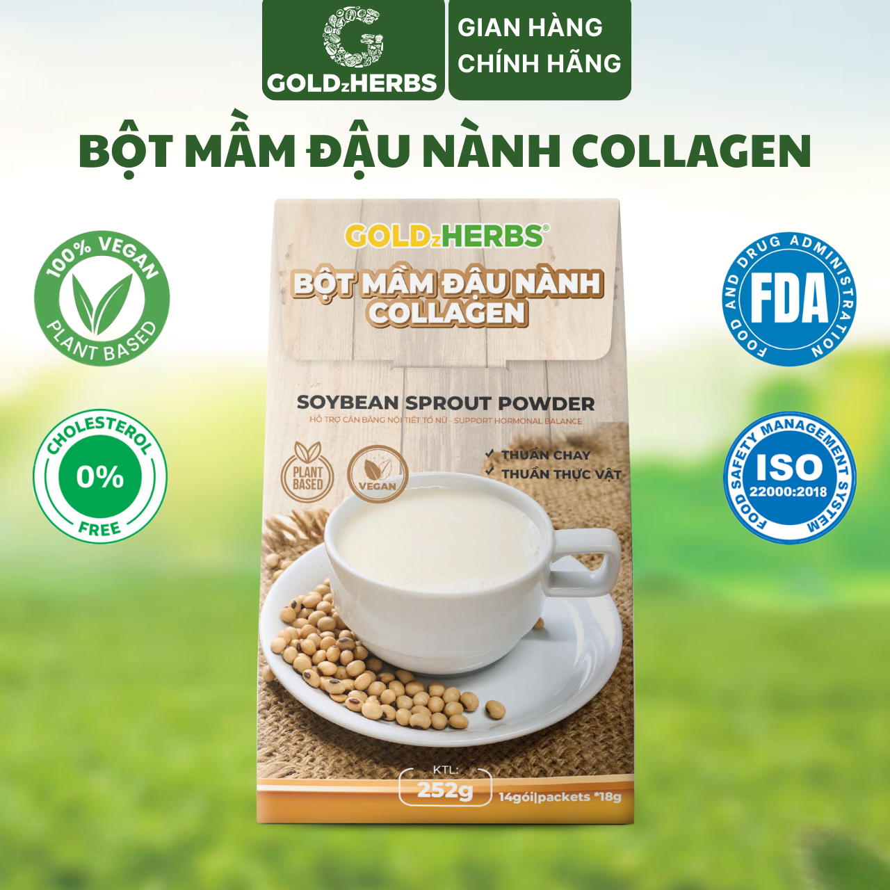 Bột mầm đậu nành Collagen GoldzHerbs – 14 gói/ 500g