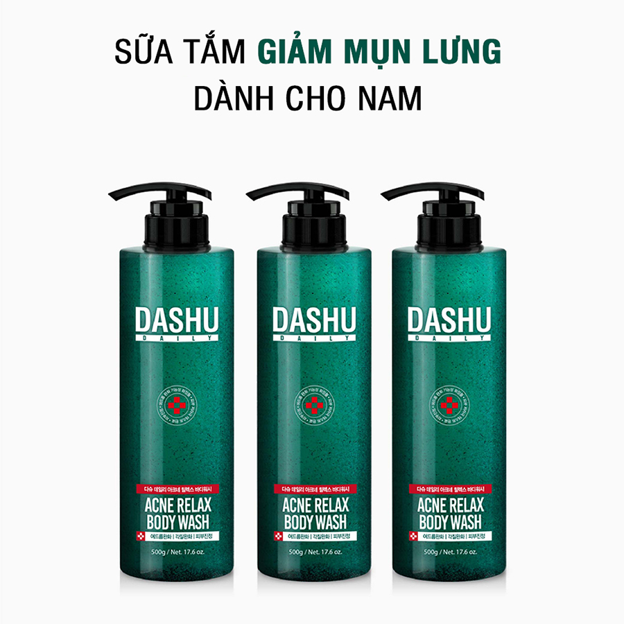 Sữa tắm dành cho da mụn Dashu Daily Acne Aelax Body Wash 500g loại bỏ tế bào chết nuôi dưỡng da JN-ST02