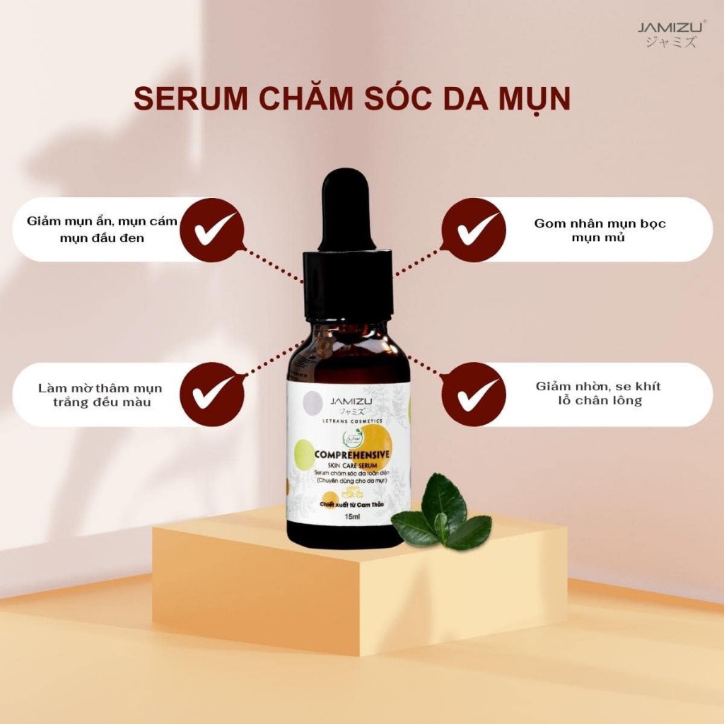 Serum Giảm & Ngừa Mụn Tuổi Dậy Thì JAMIZU Cam Thảo Nhật Bản - Giảm Nhờn Hết Mụn Mờ Thâm Trắng Da 15ml