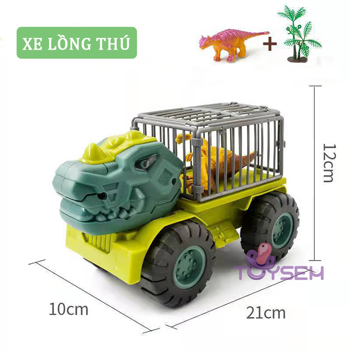 Xe đồ chơi mô hình khủng long - xe cẩu đất đồ chơi cho bé - Xe chở thú bằng nhựa - Quà tặng sinh nhật cho bé