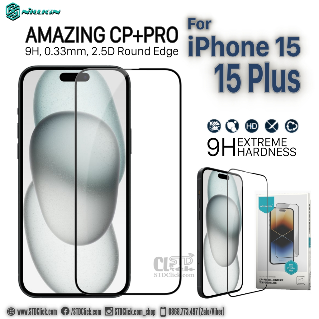 KÍNH CƯỜNG LỰC DÀNH CHO ĐIỆN THOẠI IPHONE 15 PLUS - 15 NILLKIN CP+PRO 2.5D