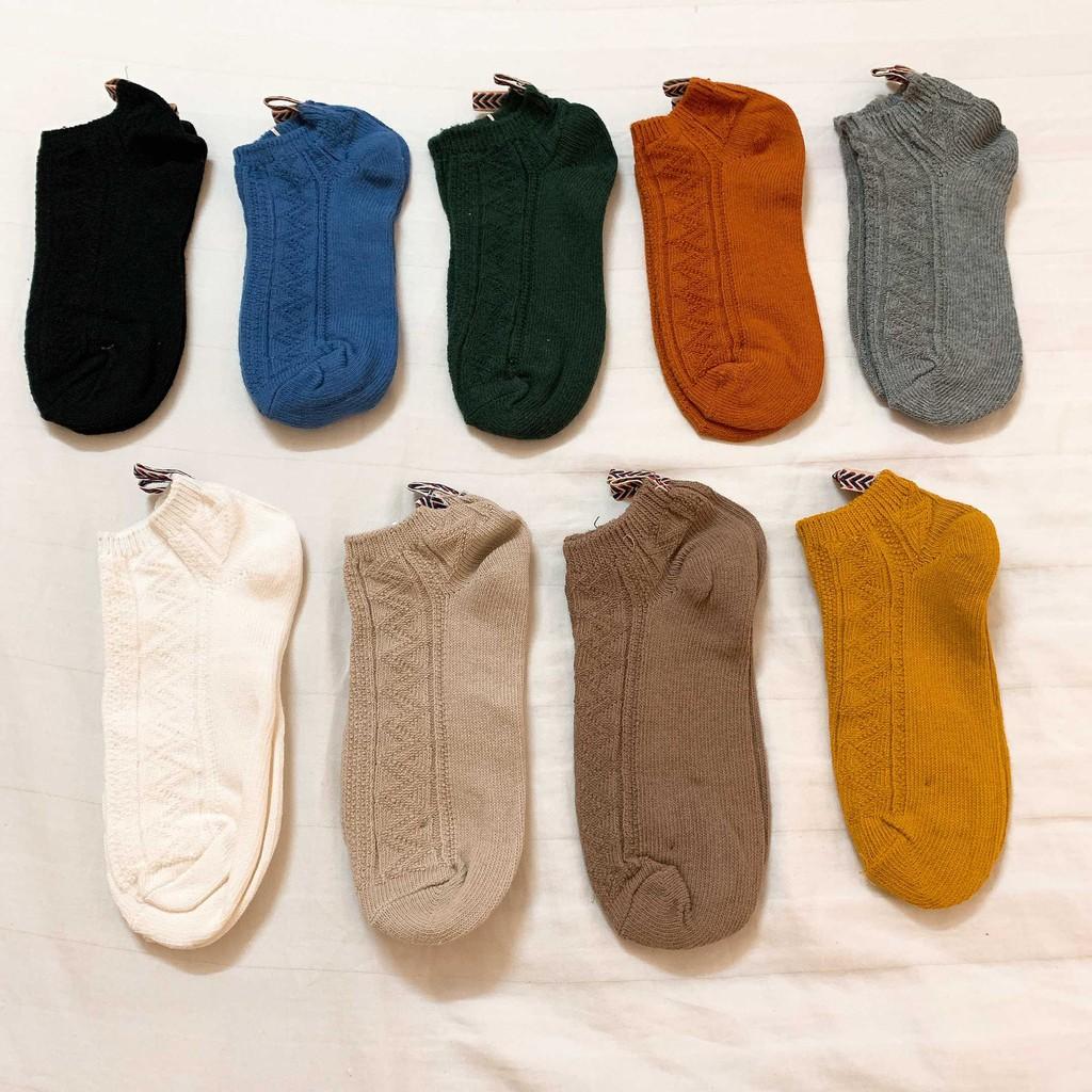 Vớ Tất Ngắn Cổ 9 màu Vintage Tất Cổ Ngắn Cotton Trơn cổ điển Phong cách Nhật Hàn Hot Trend Vớ Cổ Ngắn Ulzzang