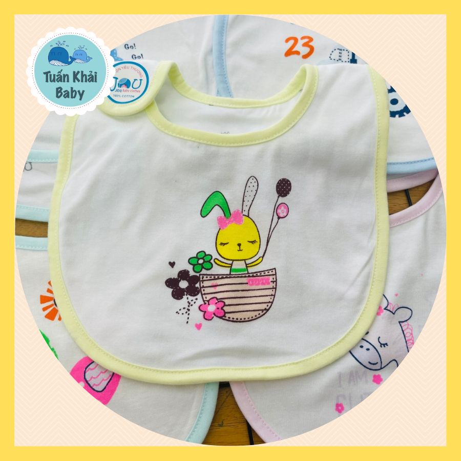 Set 3 Yếm sơ sinh cotton 2 lớp mềm, mịn, đẹp JOU-TomTomBaby cho bé trai, bé gái