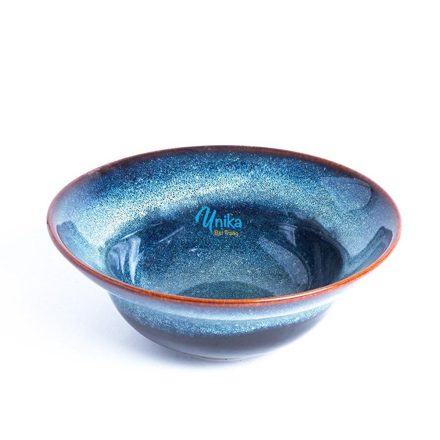 Bát tô loe có eo 4 size xanh hoả biến - Bát yêu xanh hoả biến 4 sze - Gốm Sứ Cao Cấp Bát Tràng