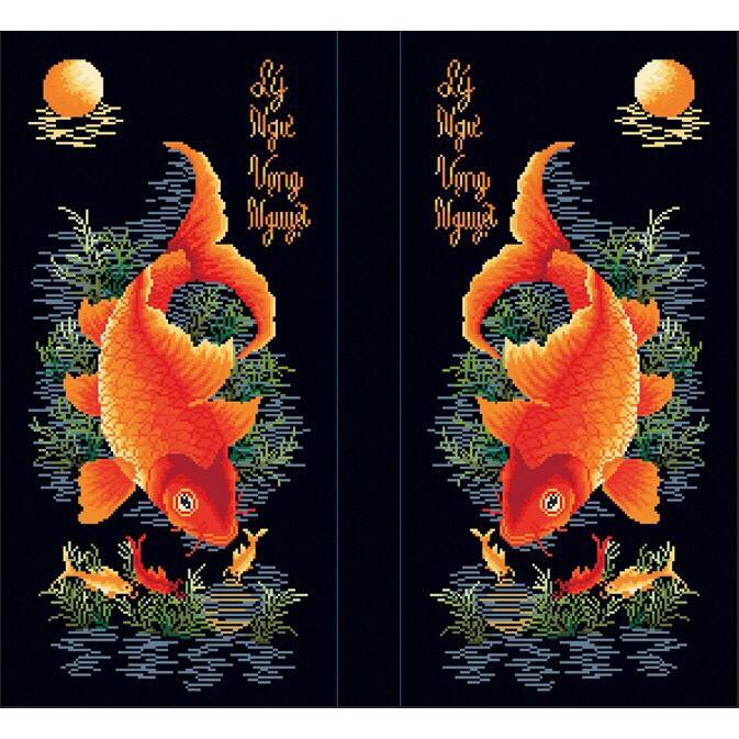 Tranh đính đá lý ngư vọng nguyệt 88631
