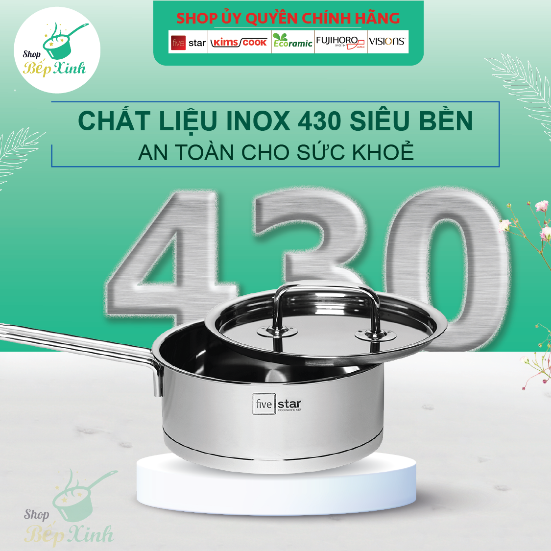 Bộ nồi Fivestar FS-B3021 Standard 3 đáy bếp từ 3 món nắp inox