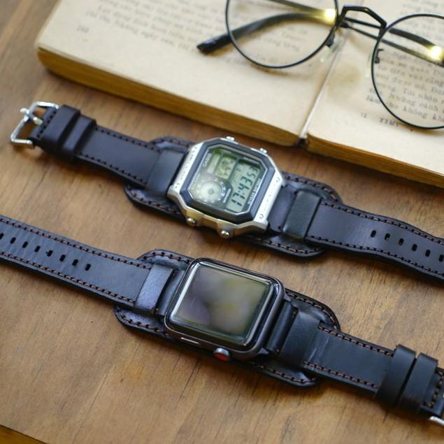 Dây đồng hồ RAM Leather cho casio ae1200 da bò đen - RAM bundstrap b1 black