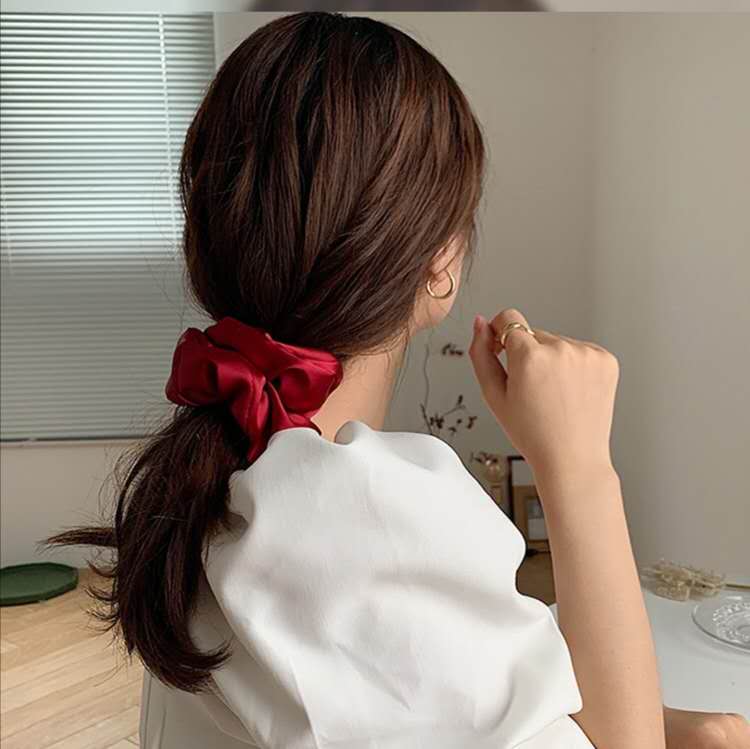 Dây cột tóc buộc tóc Scrunchies vải satin phong cách retro cổ điển cao cấp