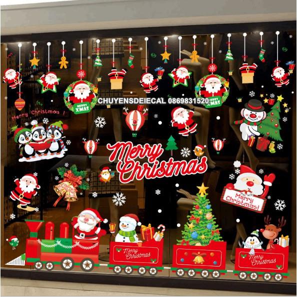COMBO Decal Trang Trí Noel Hai Mặt Hít Tĩnh Điện Không Dơ Kính- DÁN CỦA LỚN SẮC MÀU