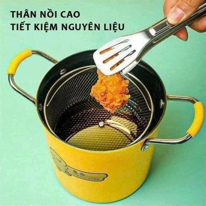 Nồi Chiên Ngập Dầu Mini, Nồi Chiên Vịt Vàng Cute, Nồi Chống Dính Có Nắp Đậy, Tặng Kèm Giỏ Chiên - Hàng Nhập Khẩu