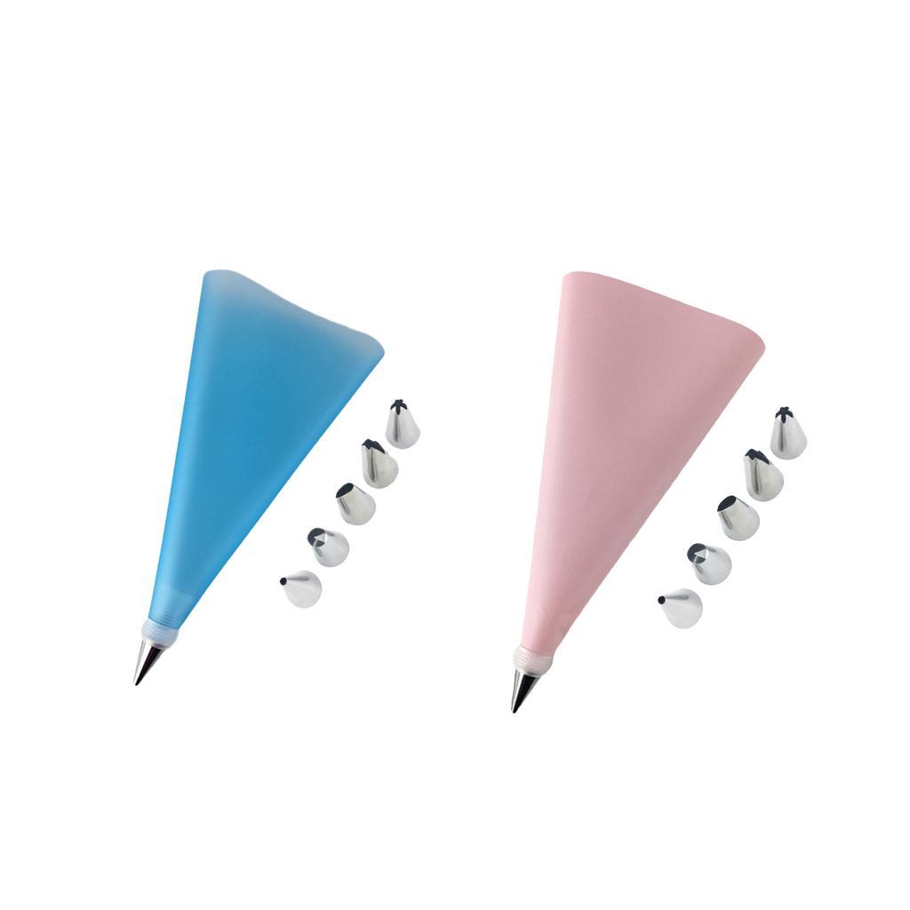 2Set Piping Pastry Bag Stainless Steel Nozzles Cake Decor DIY Tools Set