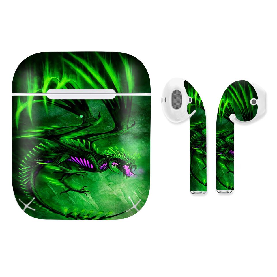 Miếng dán skin chống bẩn cho tai nghe AirPods in hình Rồng Dragon - dra015 (bản không dây 1 và 2)