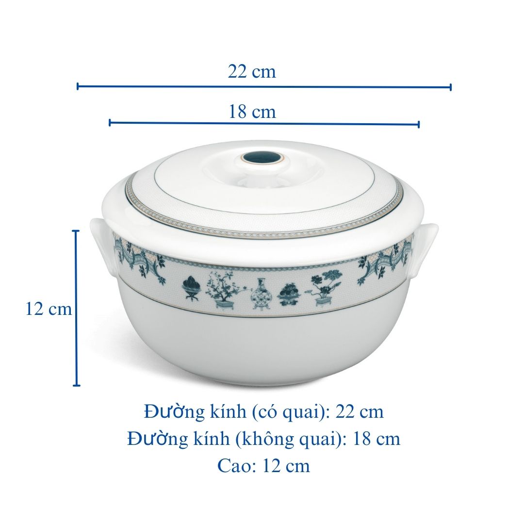 Thố 18cm + nắp Jasmine Tứ Quý (061805133) - Gốm sứ cao cấp Minh Long 1