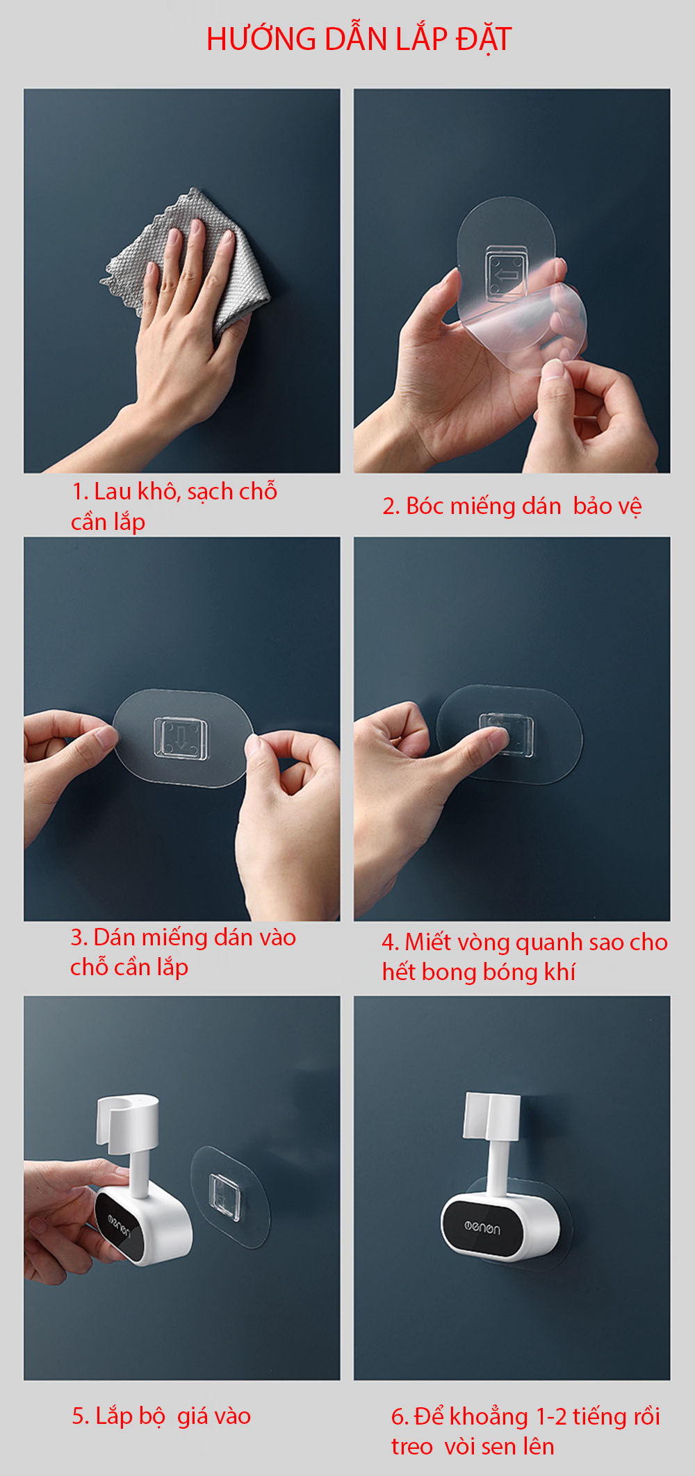 Giá treo vòi hoa sen OENON , giá móc treo vòi sen vòi xịt vệ sinh có miếng dán tường chịu lực siêu chắc xoay 180 độ
