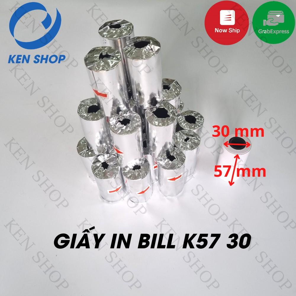 (combo 100 cuộn) Giấy In Bill K57-30mm, Giấy in Nhiệt cho máy in bill cầm tay, máy pos cầm tay, máy quẹt thẻ.