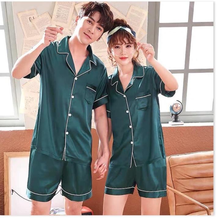 Bộ Đồ Ngủ Lụa Cộc Tay Trơn