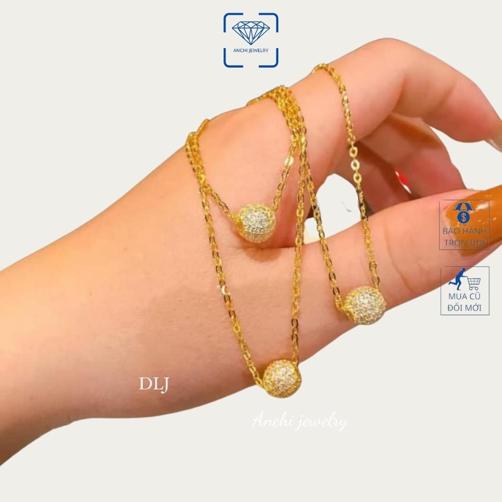 Dây chuyền nữ mặt cầu bạc thật mạ vàng thời trang, Anchi jewelry